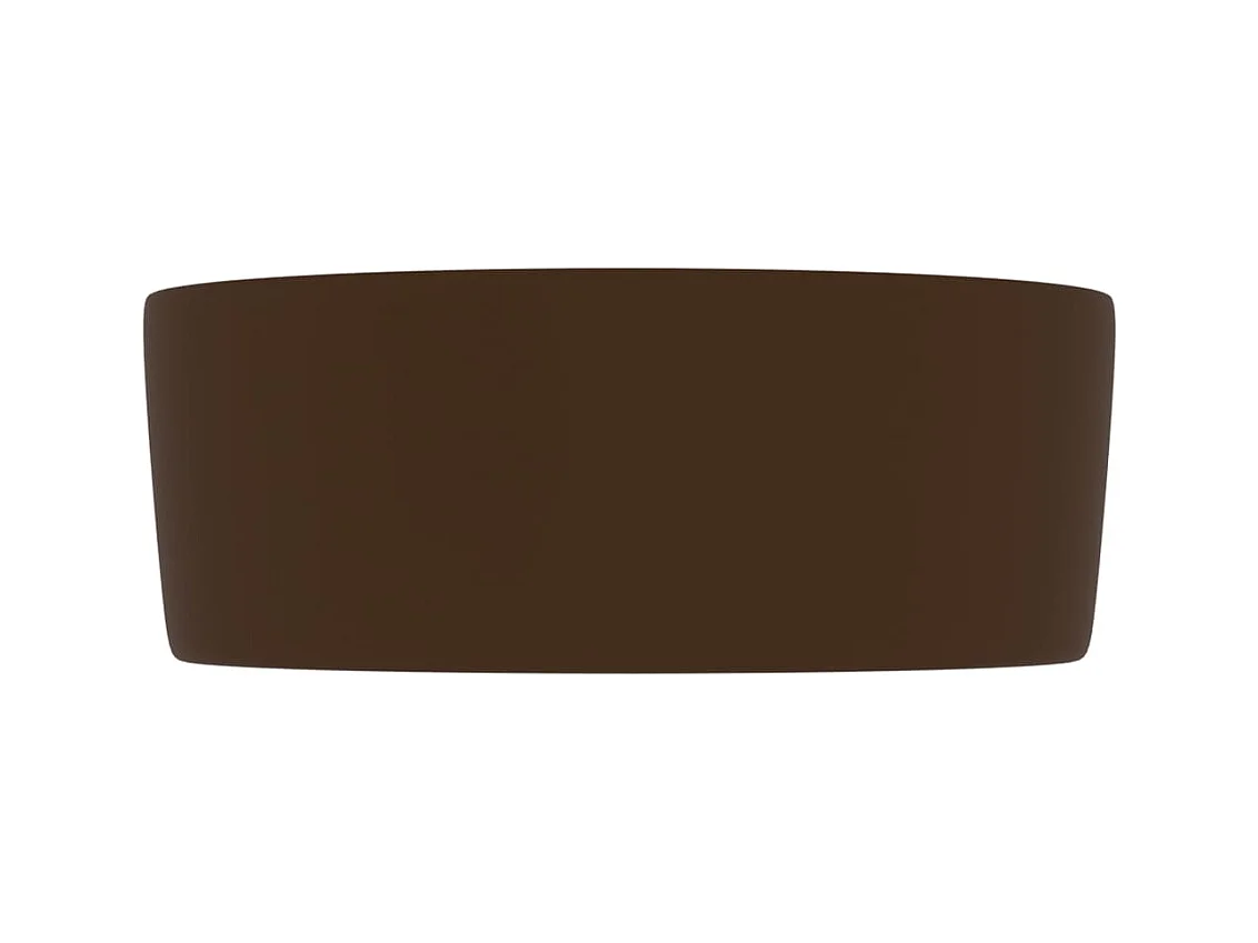 Lavabo redondo de lujo sobre encimera, lavabo, baño, guardarropa, cocina, interior 40 x 15 cm, cerámica marrón oscuro mate 02_0002759
