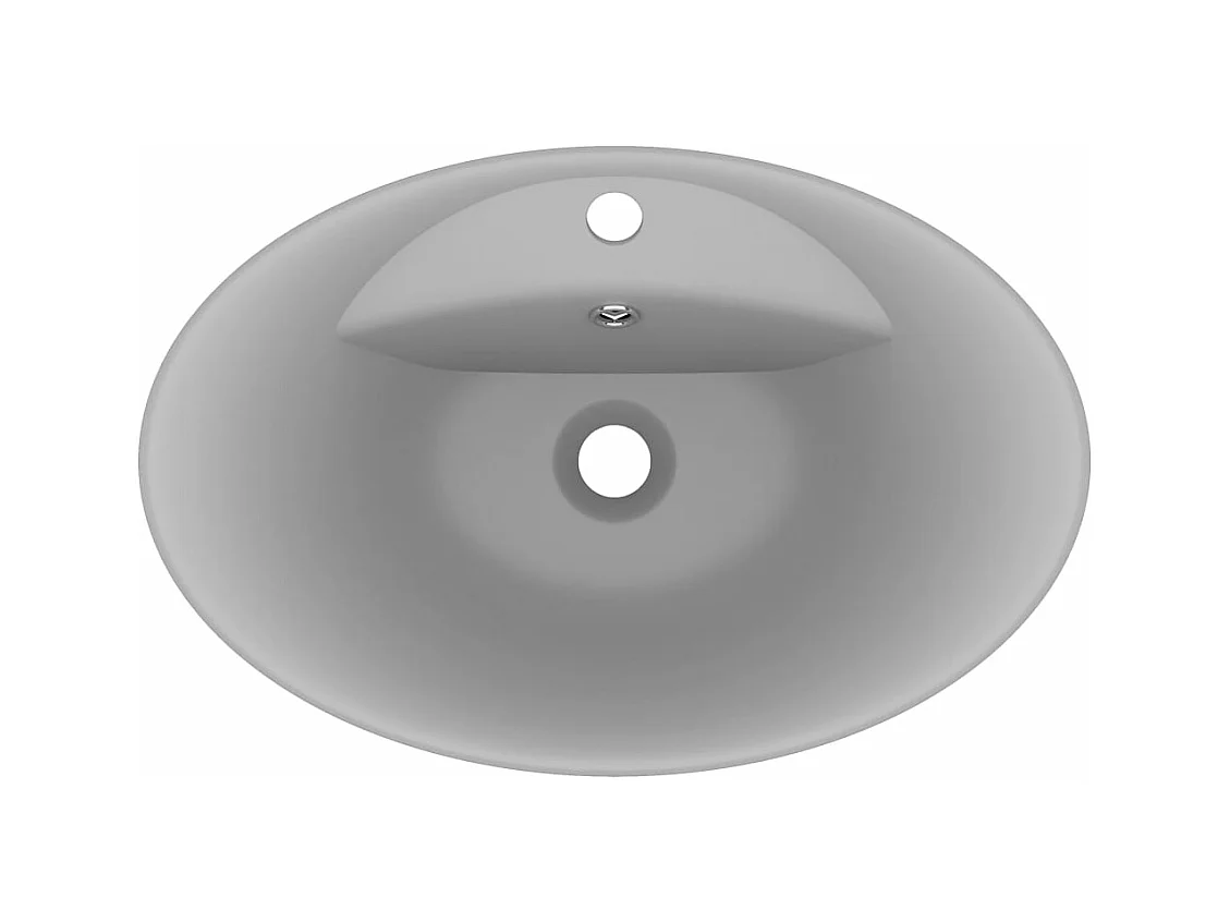 Lavabo ovale à trop-plein grise 58.5 x 39 x 21 cm 02_0002680