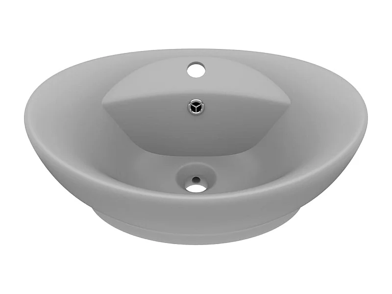 Lavabo ovale à trop-plein grise 58.5 x 39 x 21 cm 02_0002680
