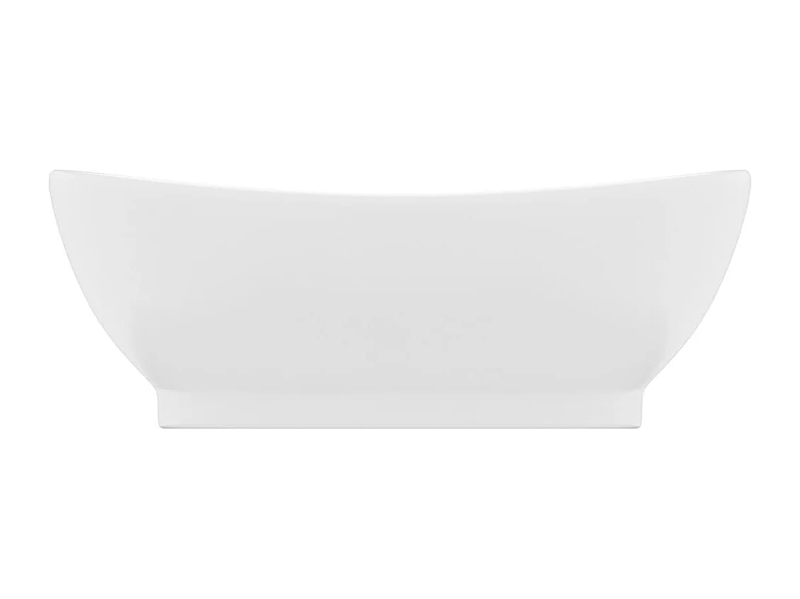 Lavatório oval de luxo com transbordamento, bancada, lavatório, banheiro, interior de casa, 58,5 x 39 cm, cerâmica branca fosca 02_0002674