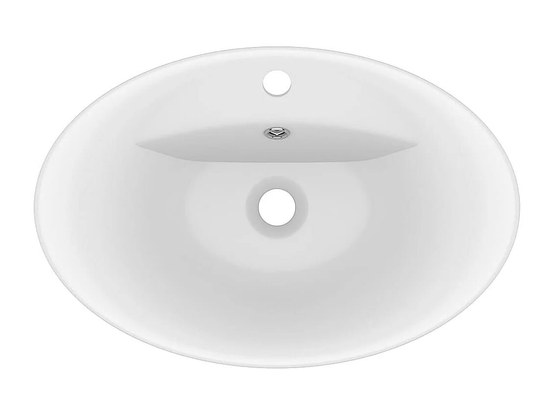 Lavatório oval de luxo com transbordamento, bancada, lavatório, banheiro, interior de casa, 58,5 x 39 cm, cerâmica branca fosca 02_0002674