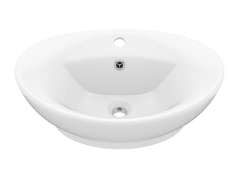 Lavabo ovale di lusso con troppopieno da appoggio wc lavabo bagno interno casa 58,5 x 39 cm ceramica bianca opaca 02_0002674