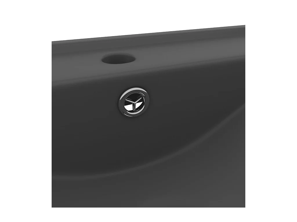 Lavabo de baño con orificio para grifo 60x46 cm cerámica gris oscuro mate 02_0002769