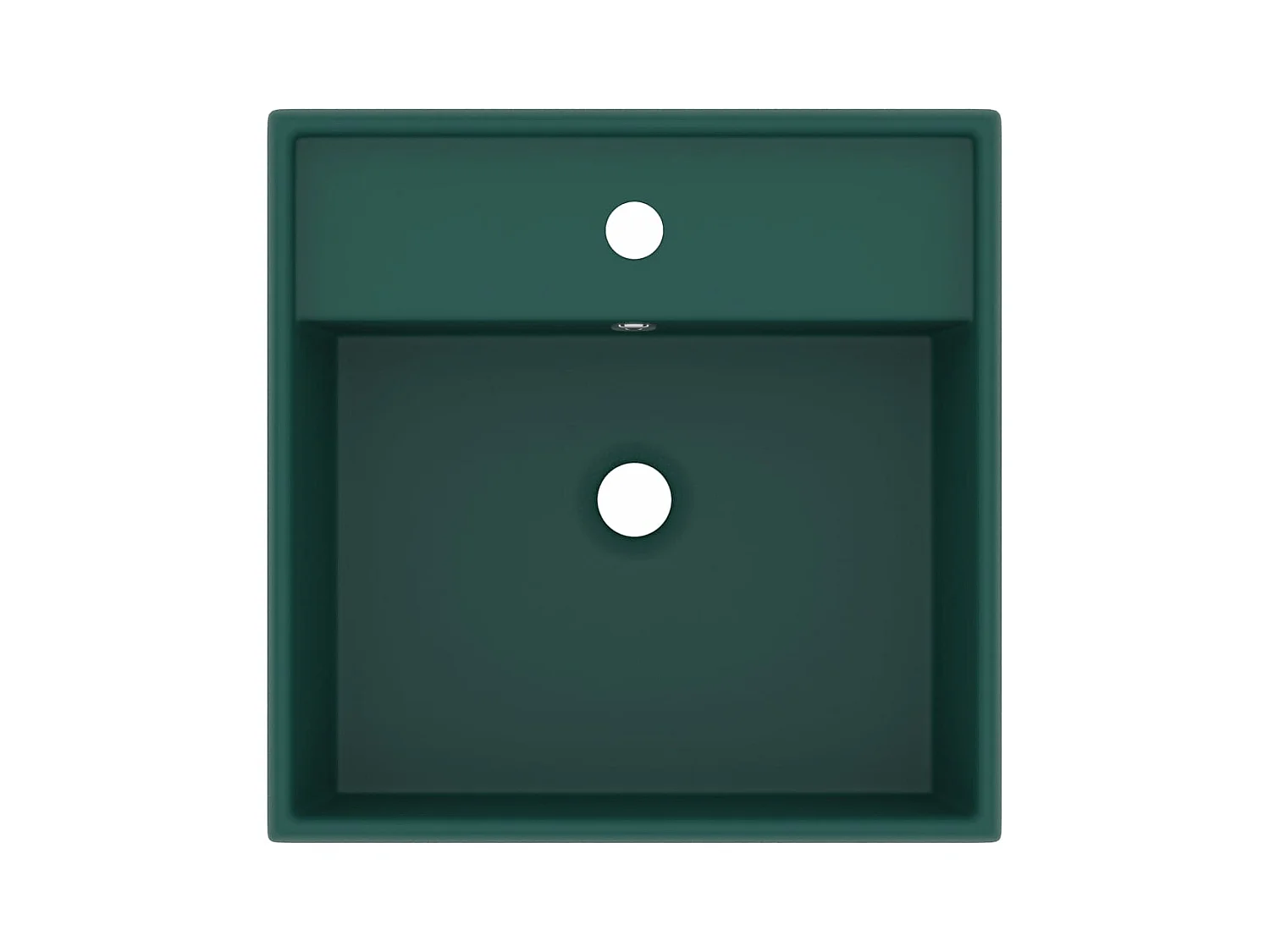 Lavabo cuadrado de lujo con rebosadero, lavabo sobre encimera para baño, sala de cosmética, 41 x 41 cm, cerámica verde oscuro mate 02_0002690