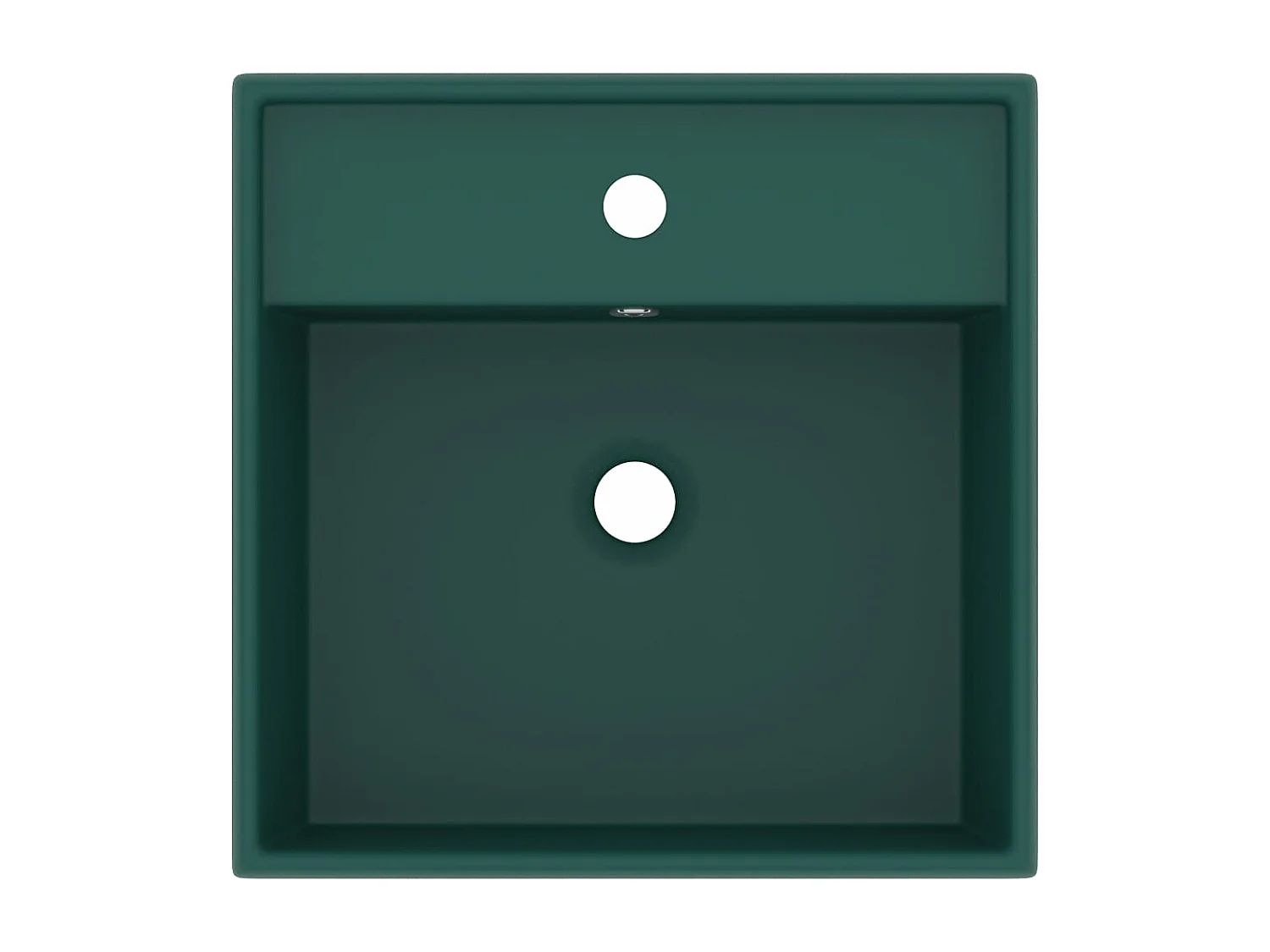 Lavabo cuadrado de lujo con rebosadero, lavabo sobre encimera para baño, sala de cosmética, 41 x 41 cm, cerámica verde oscuro mate 02_0002690
