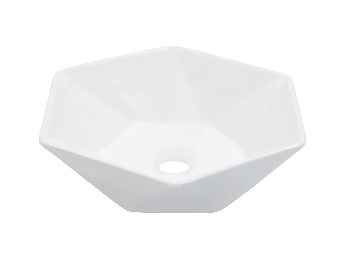 Lavabo Lavabo sobre encimera Lavabo montado Cuarto de baño Interior Ducha WC Cabina para el hogar 41 x 36,5 cm Cerámica Blanca 02_0002622