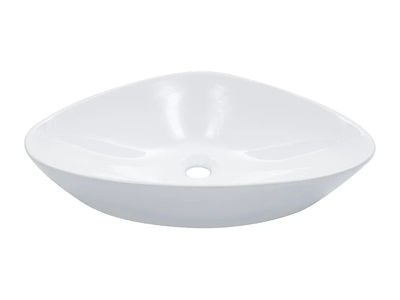 Lavabo Lavabo sobre encimera lavabo montado baño interior cuarto de ducha WC cubículo hogar 58,5 x 39 cm cerámica blanca 02_0002610