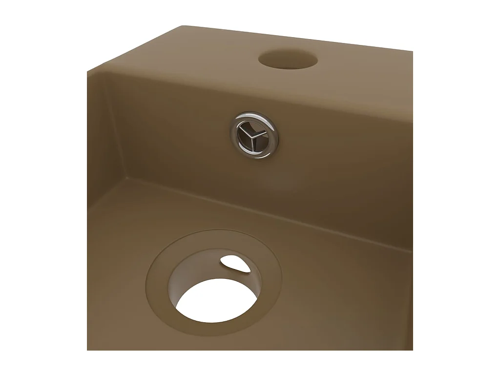 Lavabo con rebosadero para baño, lavabo, lavabo, baño, cocina, interior de casa, 48 x 25 cm, cerámica crema mate 02_0002738