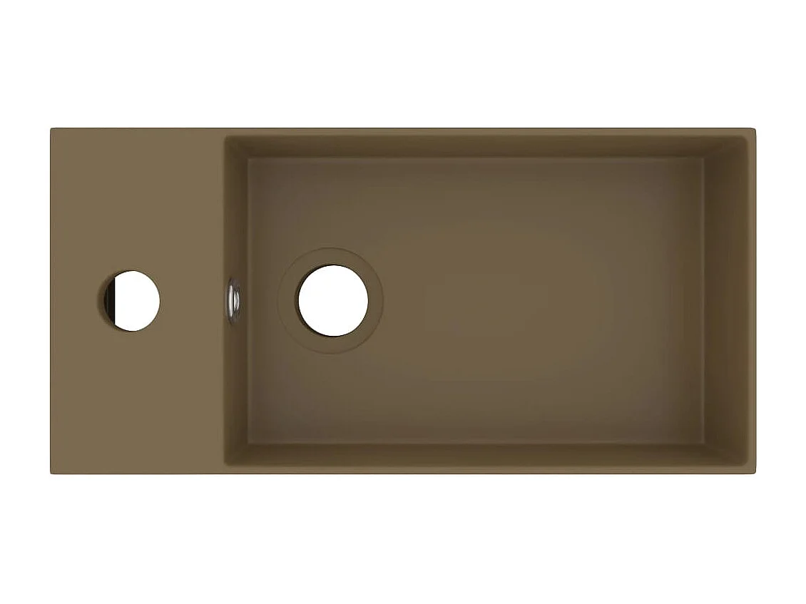 Lavabo con rebosadero para baño, lavabo, lavabo, baño, cocina, interior de casa, 48 x 25 cm, cerámica crema mate 02_0002738