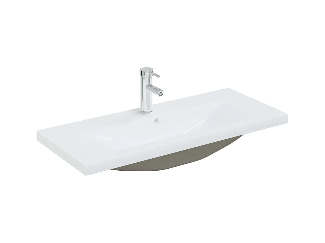 Lavabo de baño encastrable con grifo 91 cm cerámica blanca 02_0002798