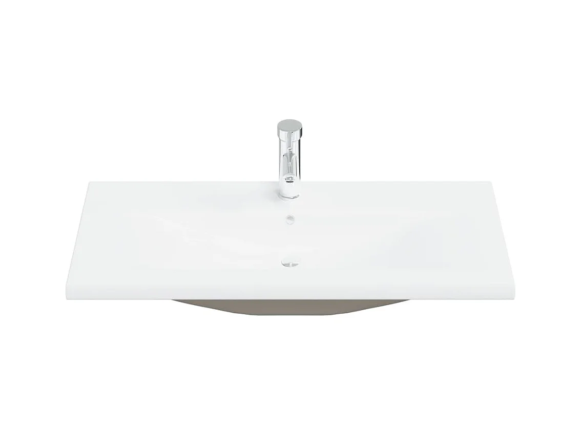 Lavabo de baño encastrable con grifo 91 cm cerámica blanca 02_0002798