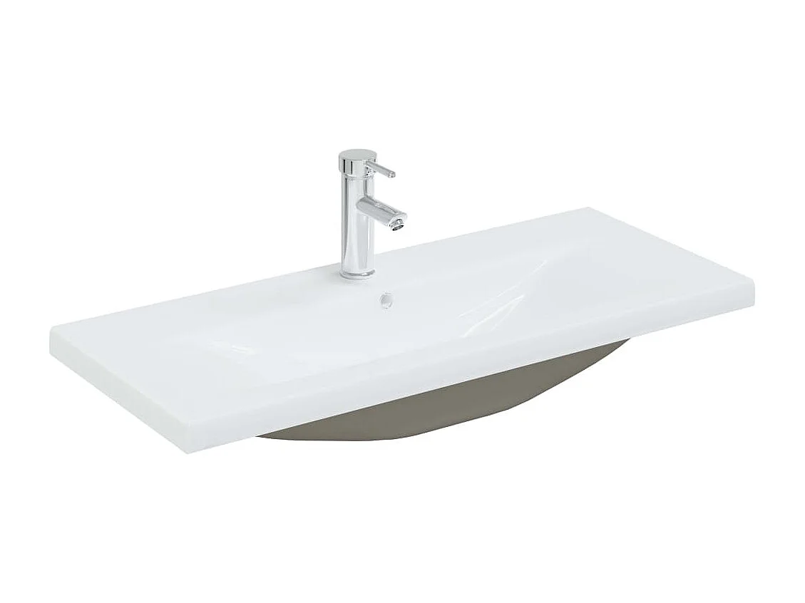 Lavabo da incasso con rubinetto 91 cm ceramica bianca 02_0002798
