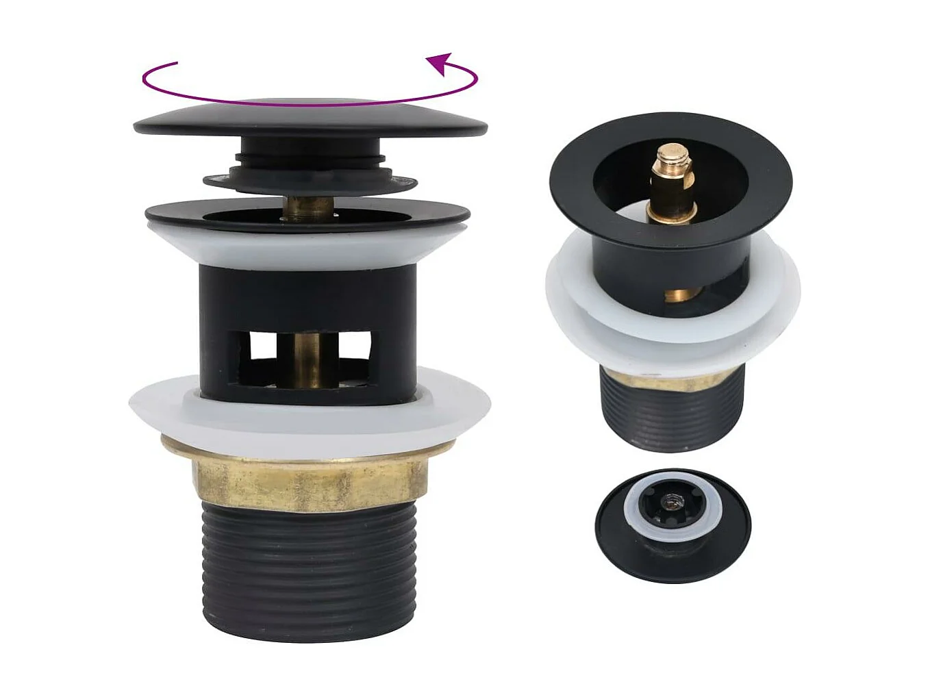 Drain à poussoir avec noire 6.4 x 6.4 x 9.1 cm 02_0003486