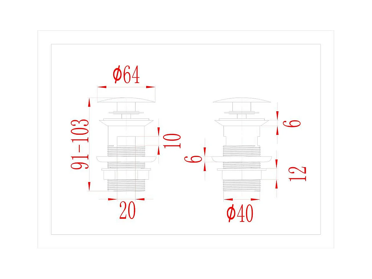 Drain à poussoir avec noire 6.4 x 6.4 x 9.1 cm 02_0003486