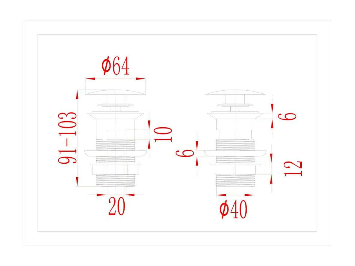 Drain à poussoir avec noire 6.4 x 6.4 x 9.1 cm 02_0003486
