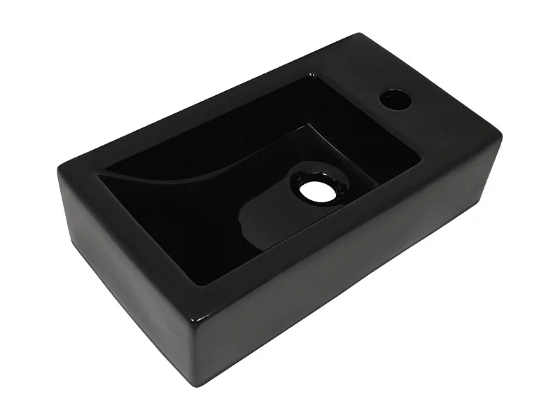 Lavabo con foro per rubinetto 46 x 25,5 cm lavabo wc in ceramica nera 02_0002542