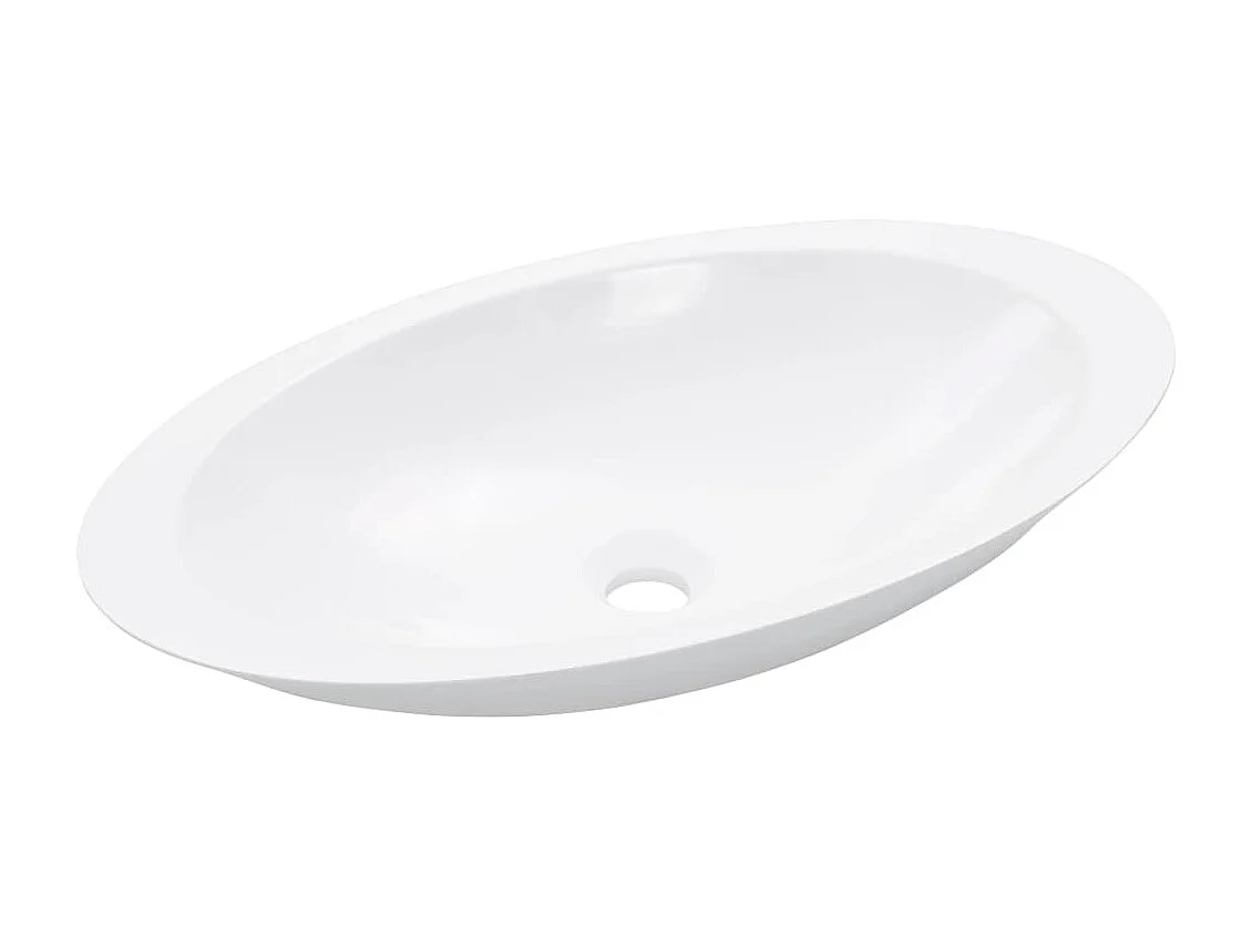Lavabo Lavabo sobre encimera Fregadero para montaje en baño interior cuarto de ducha WC cubículo hogar 59,3 x 35,1 cm mineral fundido blanco 02_0002638