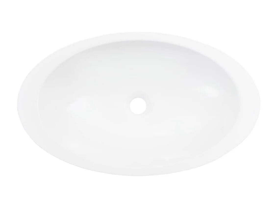Lavabo Lavabo sobre encimera Fregadero para montaje en baño interior cuarto de ducha WC cubículo hogar 59,3 x 35,1 cm mineral fundido blanco 02_0002638