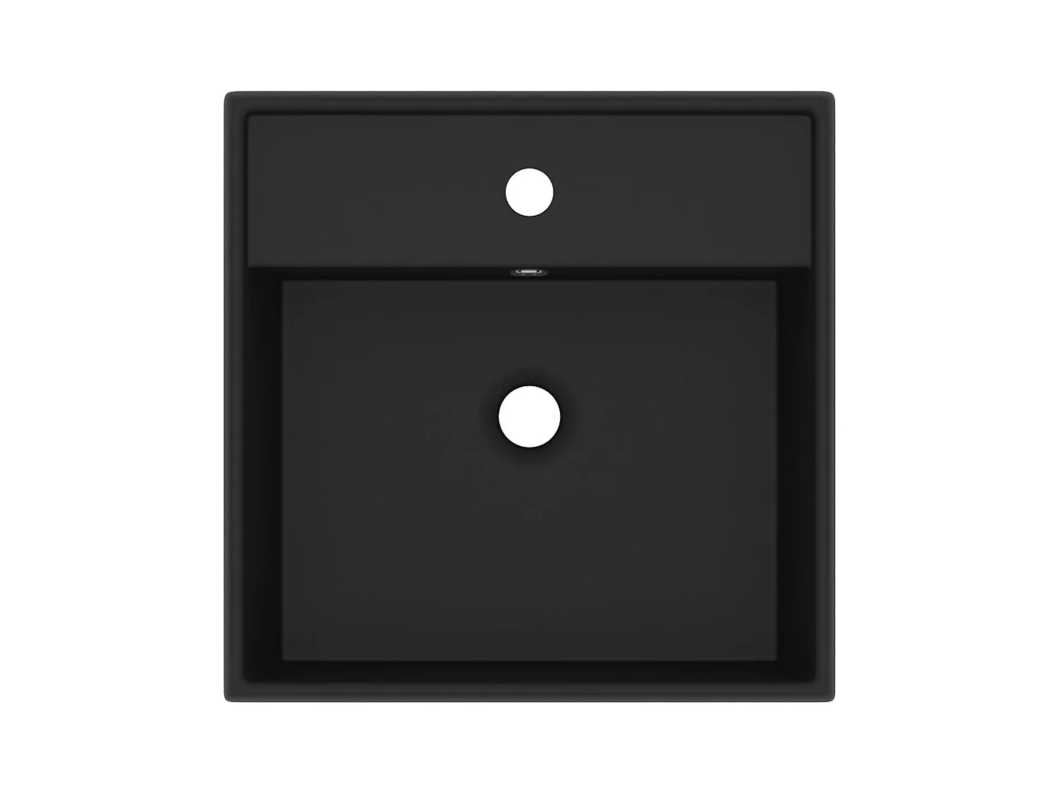 Lavabo carré de luxe à trop-plein vasque à poser de toilette noir mat 41 x 41 cm céramique
