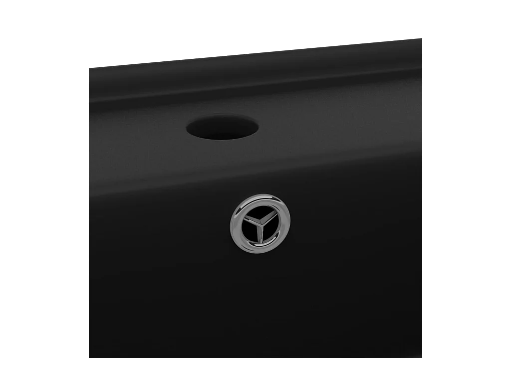 Lavabo carré de luxe à trop-plein vasque à poser de toilette noir mat 41 x 41 cm céramique