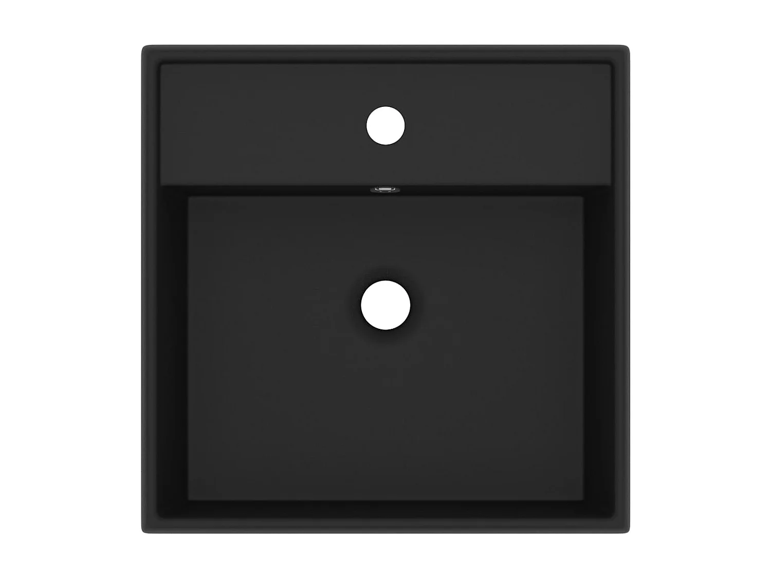 Lavabo carré de luxe à trop-plein vasque à poser de toilette noir mat 41 x 41 cm céramique