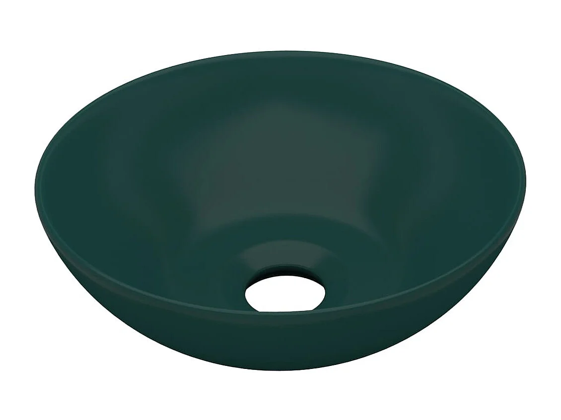 Lavandino da bagno rotondo da appoggio WC lavabo cucina stanza cosmetici interno casa 28 cm ceramica verde scuro 02_0002723