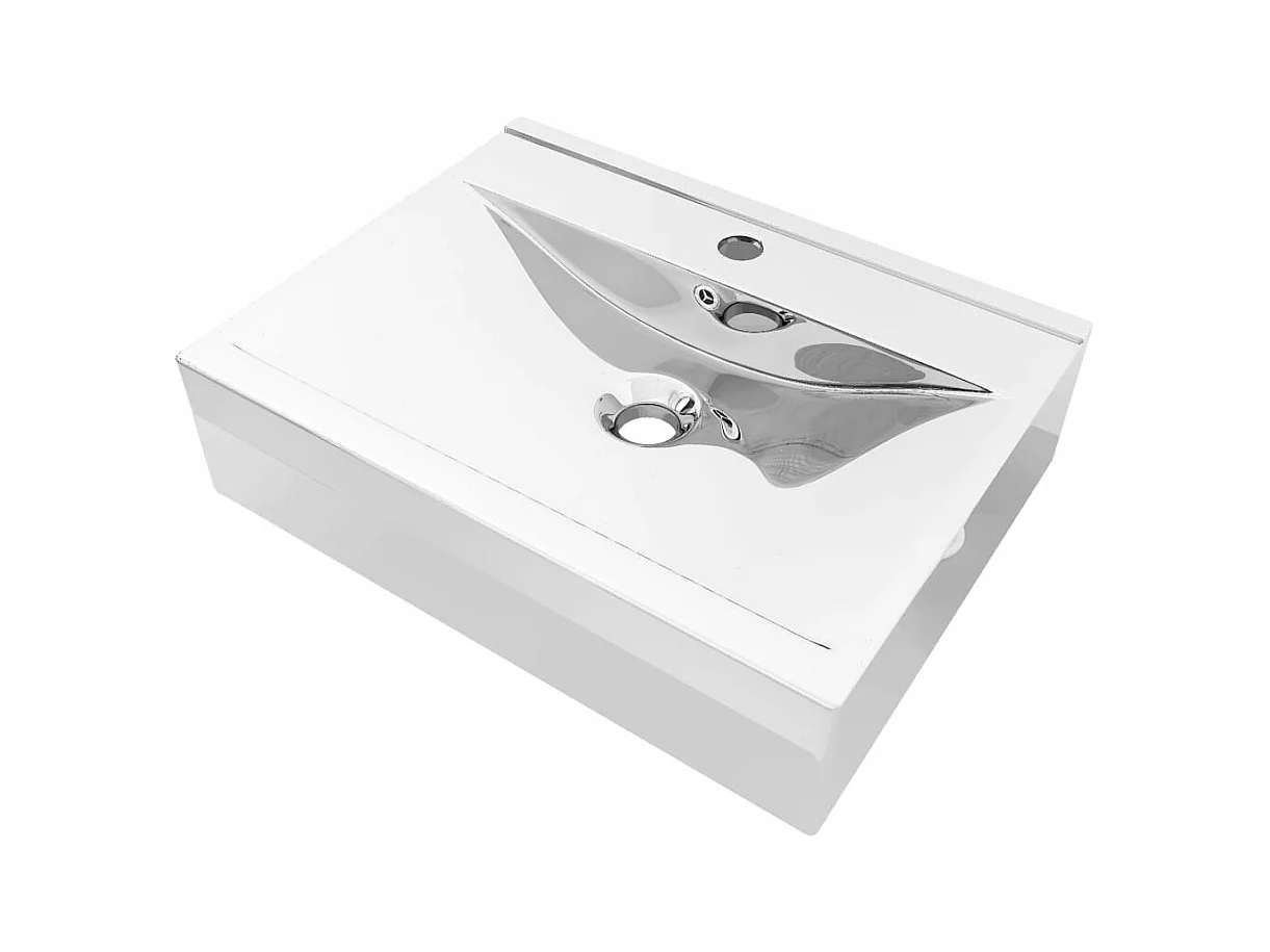 Lavabo con rebosadero lavabo sobre encimera lavabo montado interior cuarto de baño cuarto de ducha WC cabina hogar 60 x 46 cm cerámica plata 02_0002607