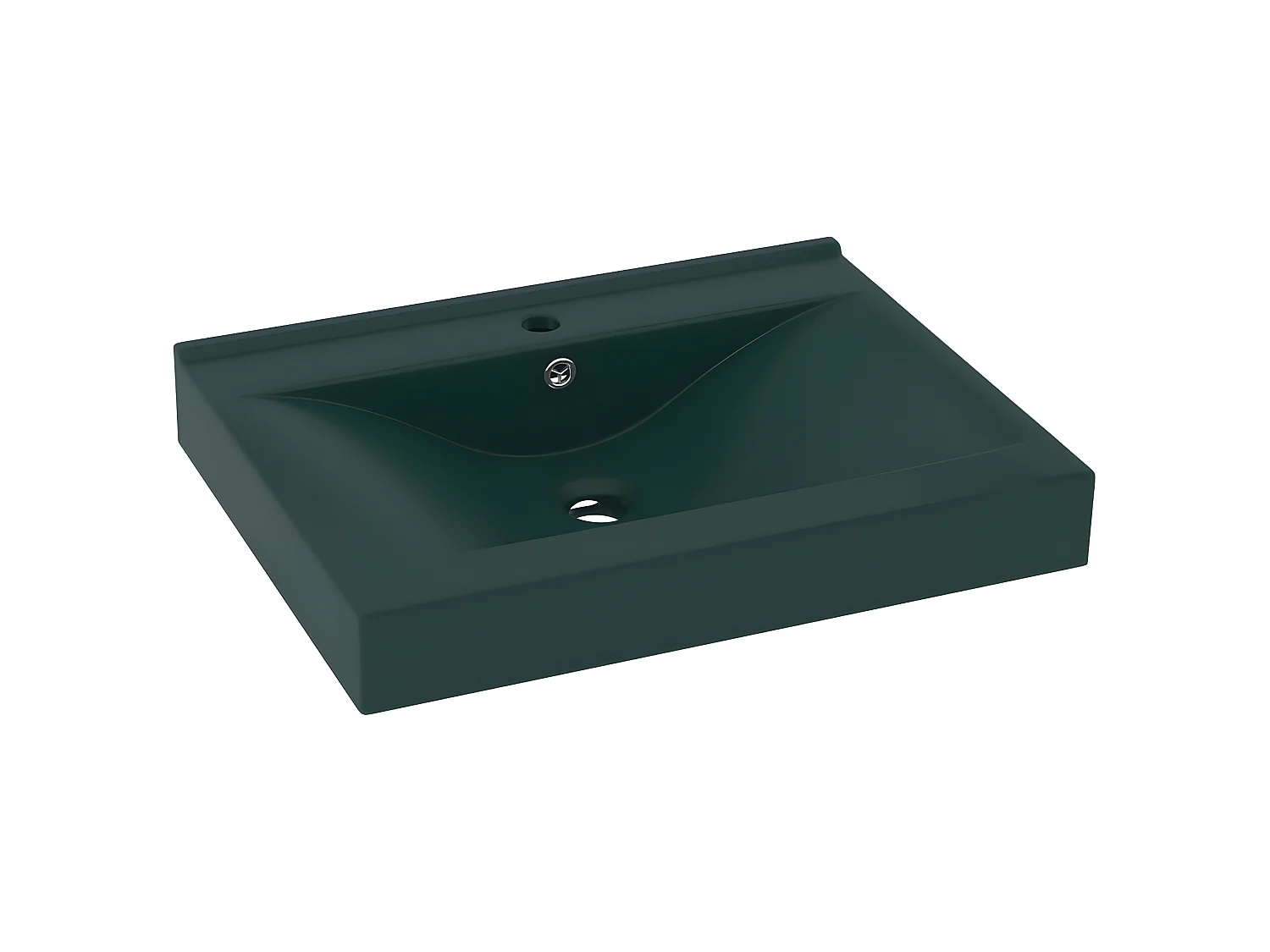 Lavabo con foro per rubinetto lavabo da appoggio wc lavabo bagno cucina interno casa 60 x 46 cm ceramica verde scuro opaco 02_0002767
