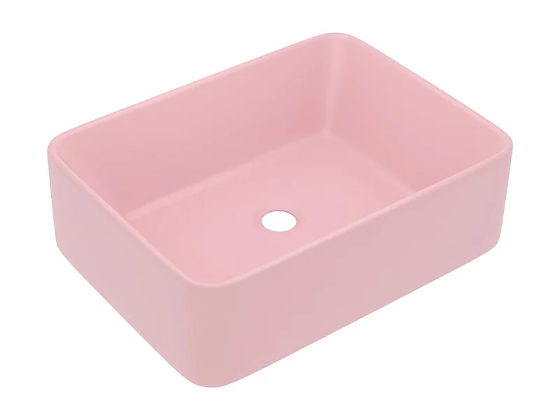 Lavabo di lusso da appoggio WC lavabo bagno stanza cosmetica interno rettangolare 41 x 30 cm ceramica rosa opaco 02_0002785