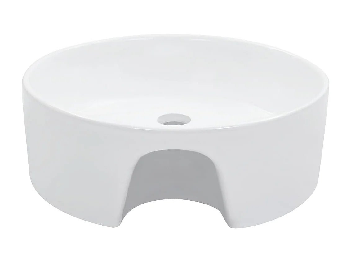 Lavabo de baño de 36 cm de diámetro con rebosadero de cerámica blanca 02_0002620