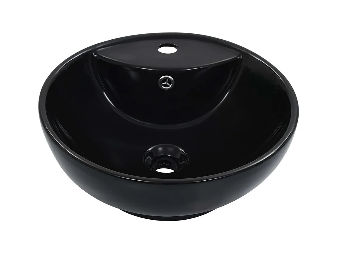 Lavabo con troppopieno lavabo da appoggio lavabo da appoggio montato interno bagno doccia cabina WC casa 46,5 x 18 cm ceramica nera 02_0002613