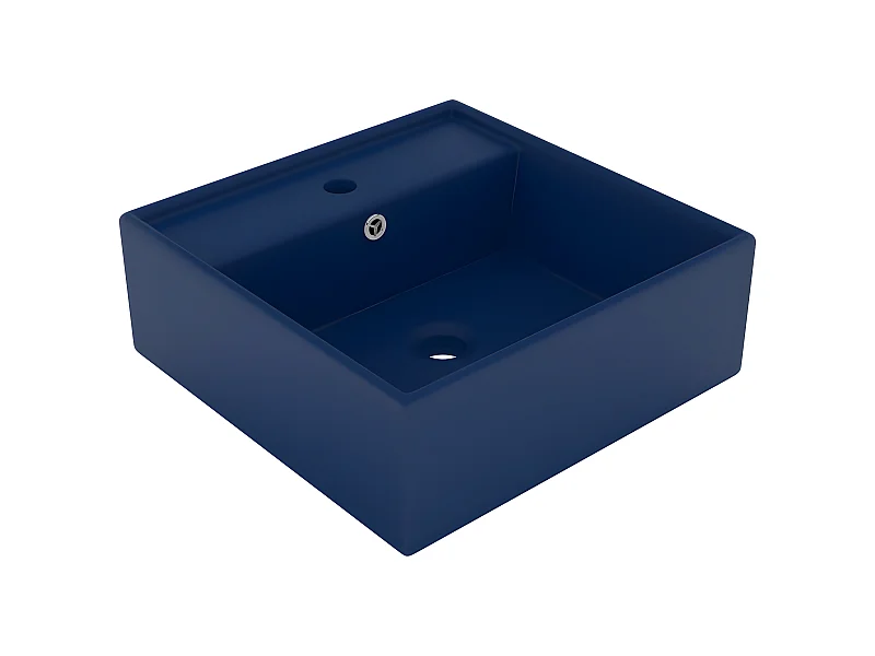 Lavatório quadrado luxuoso com transbordamento, bancada para vaso sanitário, banheiro, sala de cosméticos, 41 x 41 cm, cerâmica azul escuro fosco 02_0002688