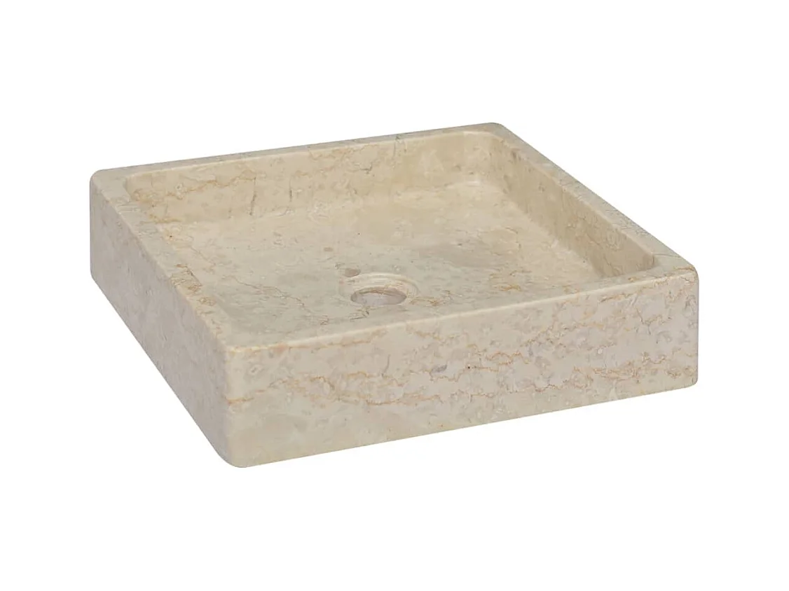 Lavabo sobre encimera, lavabo para baño, lavabo para baño, lavabo para baño, interior de casa, 40 x 40 x 10 cm, mármol crema 02_0002812
