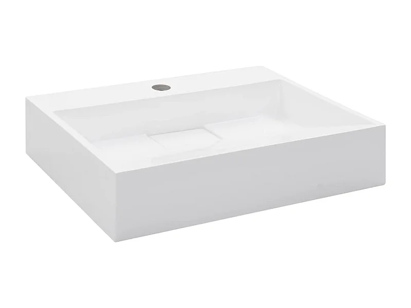 Lavabo Lavabo sobre encimera Fregadero Lavabo para montaje Baño Interior Ducha WC Cabina Hogar 50 x 38 cm Mineral Fundido Blanco 02_0002632