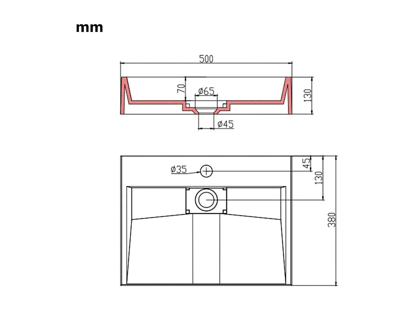 Lavabo lavabo lavabo da appoggio lavabo da montare interno bagno doccia cabina WC casa 50 x 38 cm colata minerale bianco 02_0002632