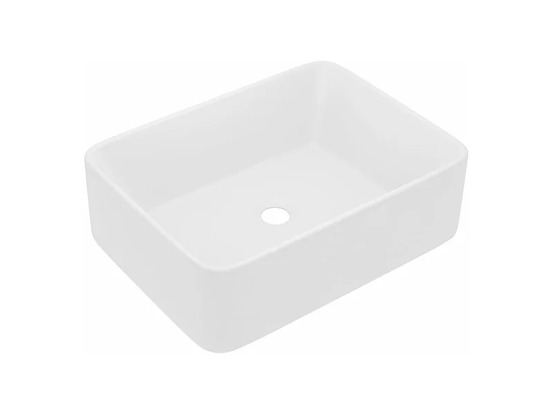 Pia de banheiro retangular luxuosa 41 x 30 cm cerâmica branca fosca 02_0002784