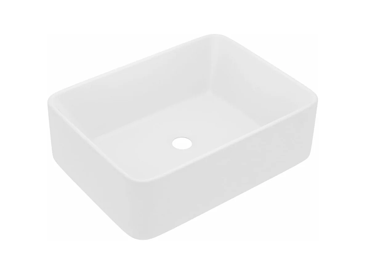Lavabo de baño rectangular de lujo 41 x 30 cm cerámica blanca mate 02_0002784