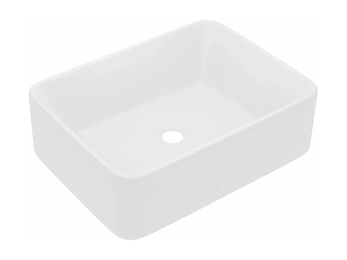 Lavabo de baño rectangular de lujo 41 x 30 cm cerámica blanca mate 02_0002784
