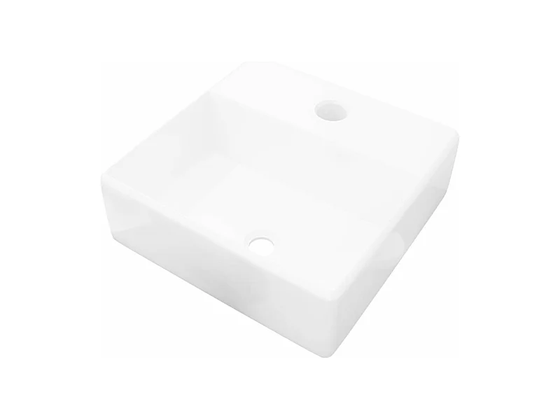Lavabo cuadrado con orificio para grifería de cerámica blanca lavabo inodoro 38 x 30 cm cerámica blanca 02_0002515