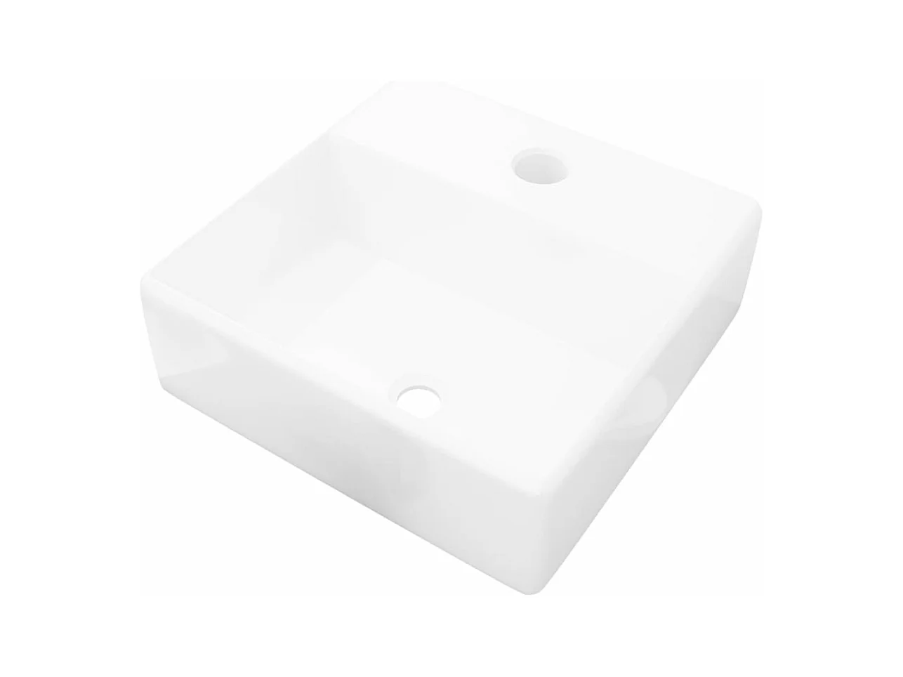 Lavabo cuadrado con orificio para grifería de cerámica blanca lavabo inodoro 38 x 30 cm cerámica blanca 02_0002515