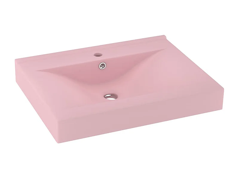 Lavabo con foro per rubinetto lavabo da appoggio wc lavabo bagno cucina interno casa 60 x 46 cm ceramica rosa opaco 02_0002763