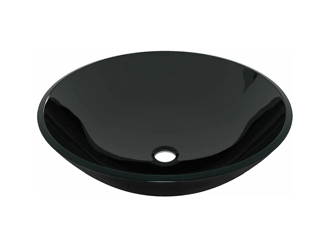 Lavandino da bagno diametro 42 cm con rubinetto e scarico a pulsante in vetro temperato 02_0002854