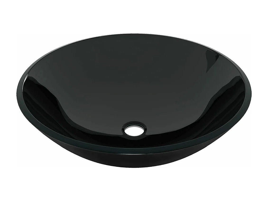 Lavandino da bagno diametro 42 cm con rubinetto e scarico a pulsante in vetro temperato 02_0002854