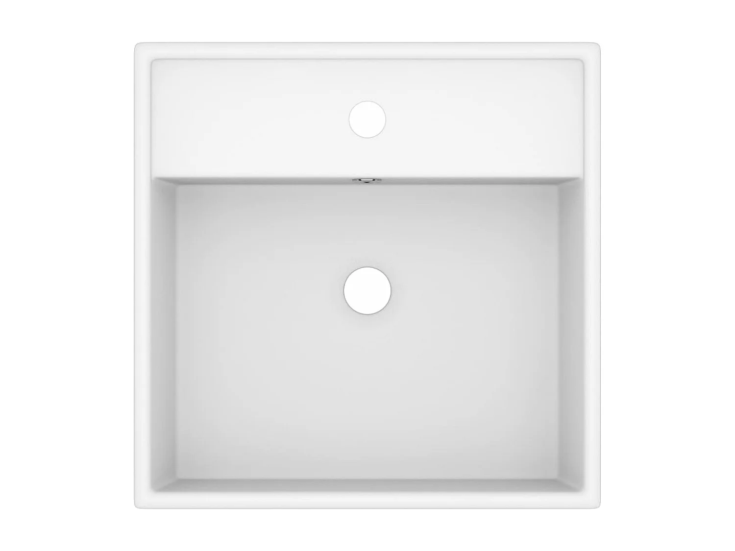 Pia quadrada de luxo com bancada de transbordamento, lavatório para banheiro, sala de cosméticos, casa, 41 x 41 cm, cerâmica branca fosca 02_0002685