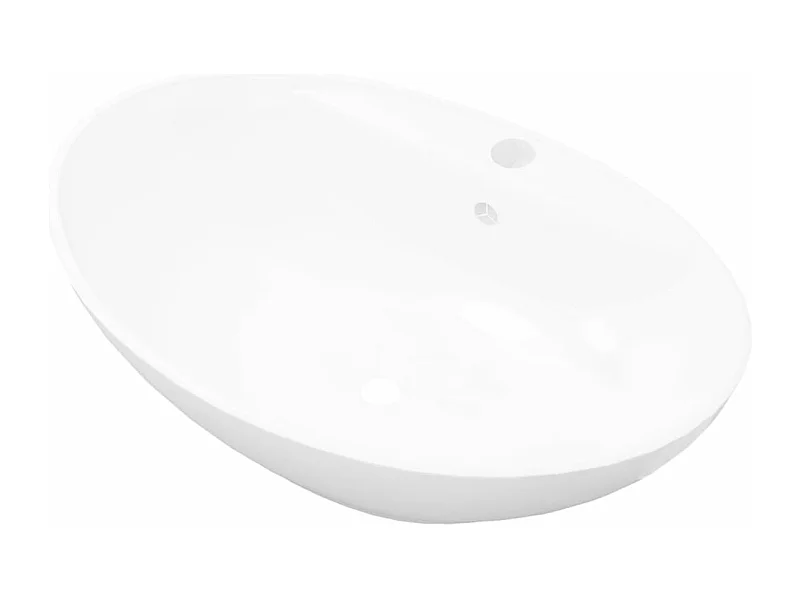 Pia de banheiro oval 58,5 cm com furo para torneira cerâmica branca 02_0002482