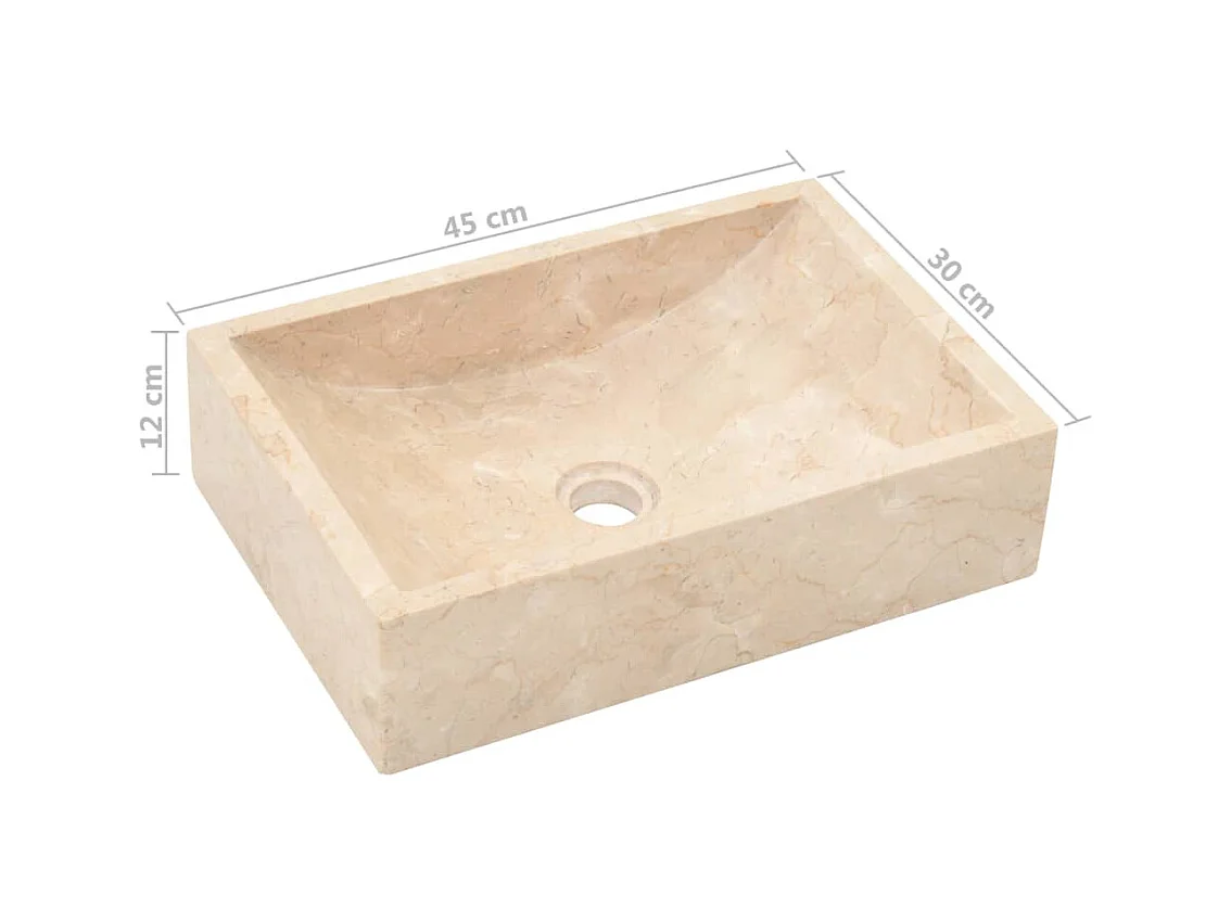 Lavabo para baño lavabo 45 x 30 cm piedra natural mármol crema 02_0002555