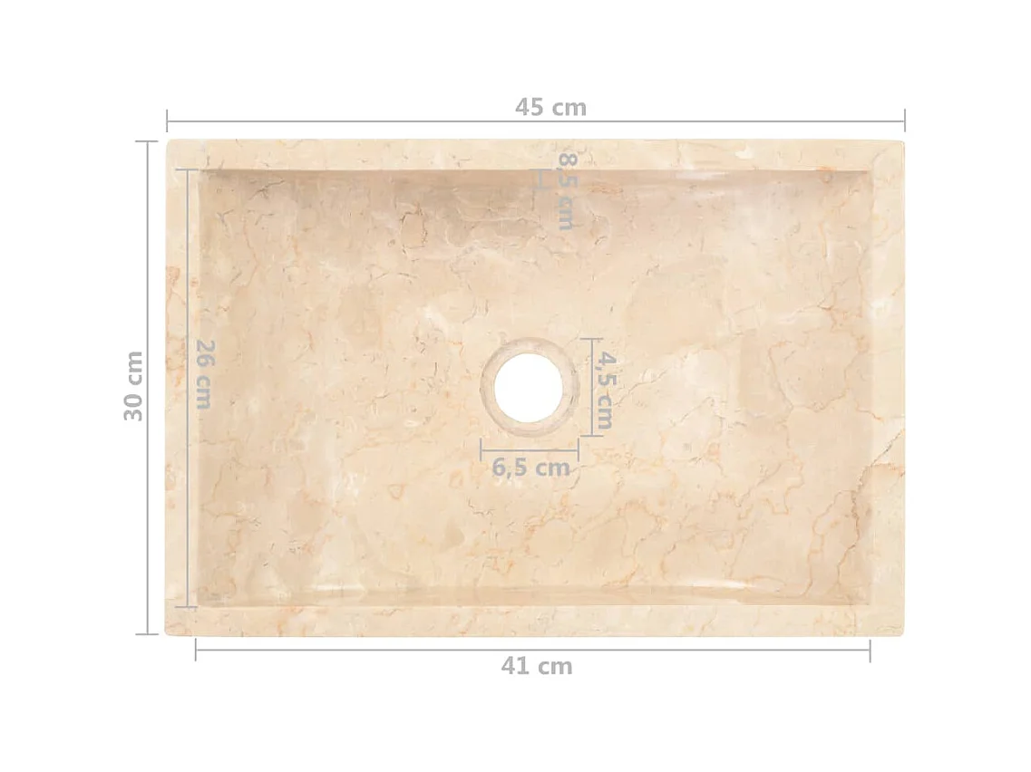 Lavabo para baño lavabo 45 x 30 cm piedra natural mármol crema 02_0002555