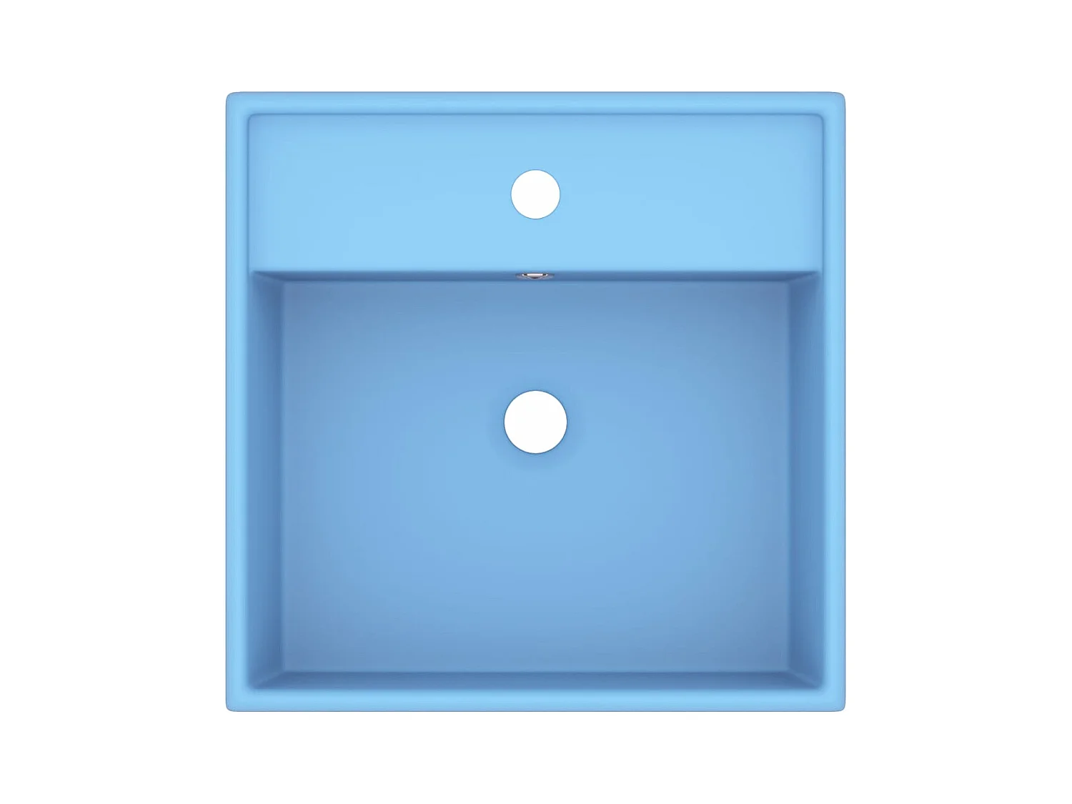 Lavabo cuadrado de lujo con rebosadero, lavabo para baño, sala de cosmética, 41 x 41 cm, cerámica azul claro mate 02_0002687