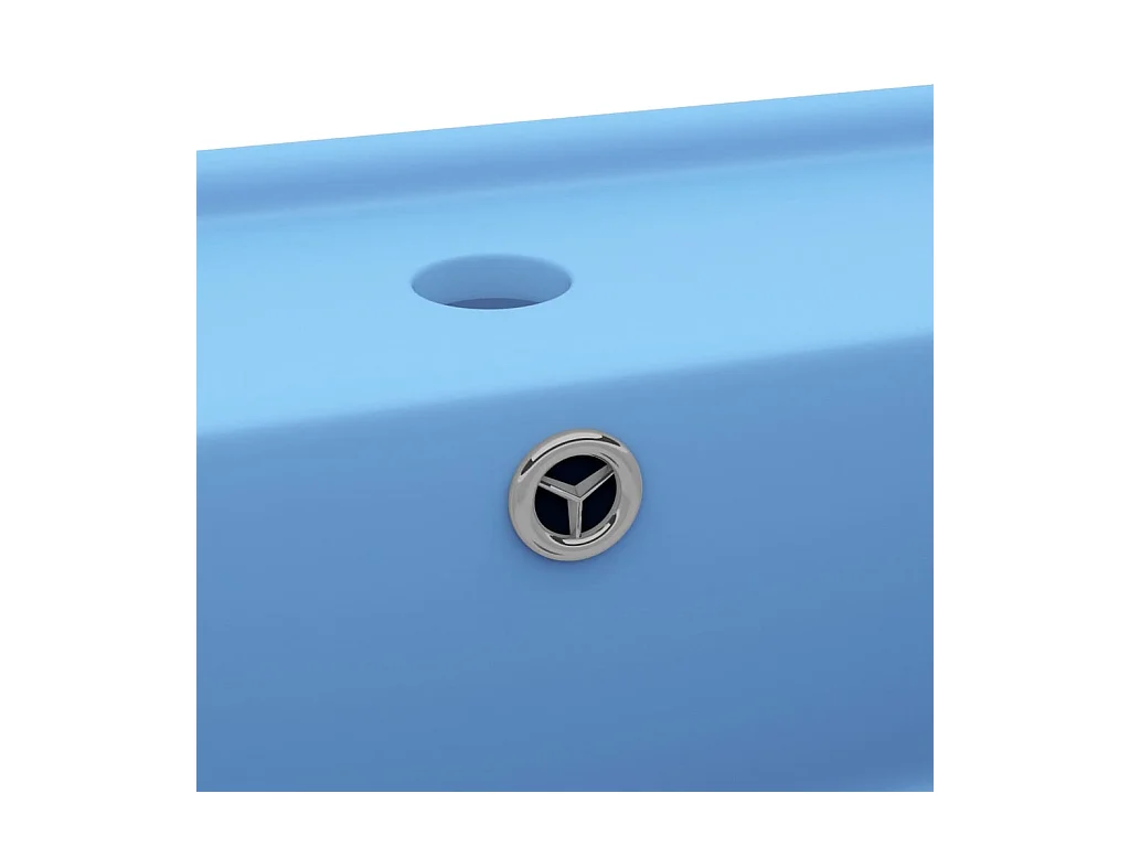 Lavabo cuadrado de lujo con rebosadero, lavabo para baño, sala de cosmética, 41 x 41 cm, cerámica azul claro mate 02_0002687