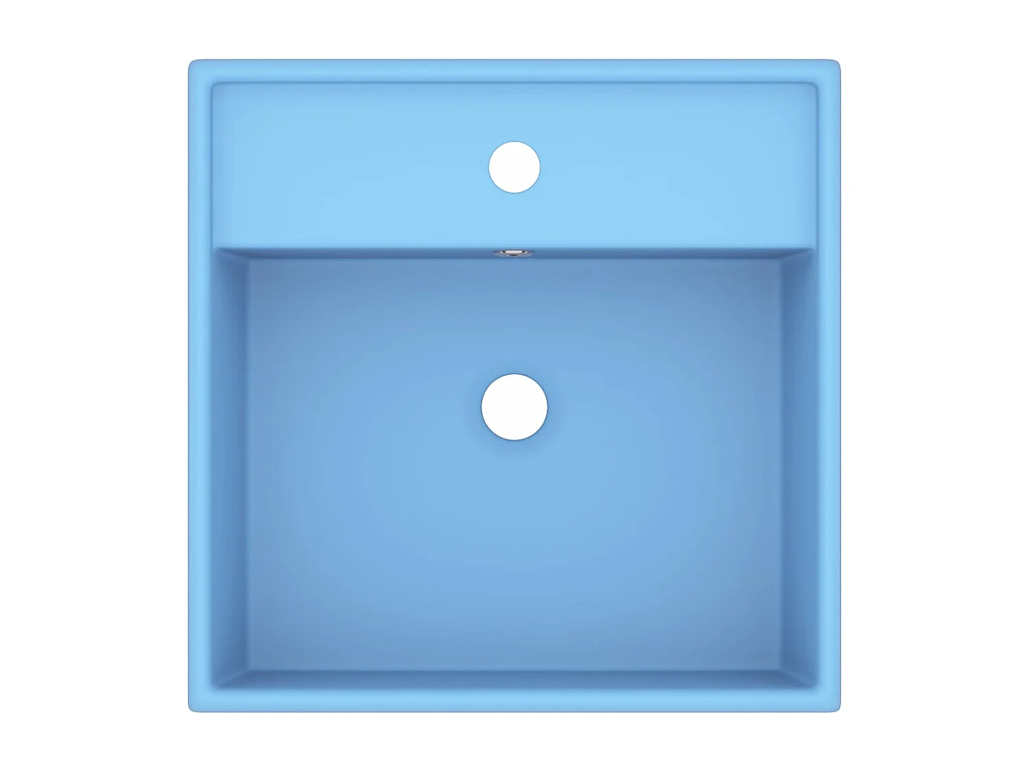 Lavabo cuadrado de lujo con rebosadero, lavabo para baño, sala de cosmética, 41 x 41 cm, cerámica azul claro mate 02_0002687